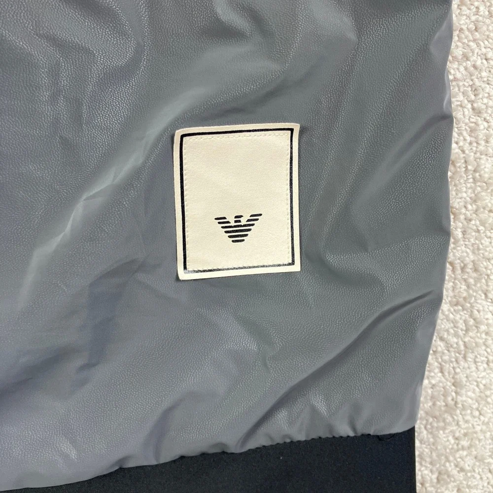 Emporio Armani Mens 3XL Puffer Wind Vest Gray Travel Quilted Packable Hooded